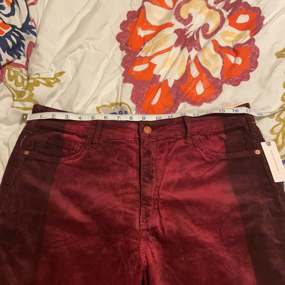Anthropologie Burgundy Corduroy Ankle Pants - Picture 7 of 8